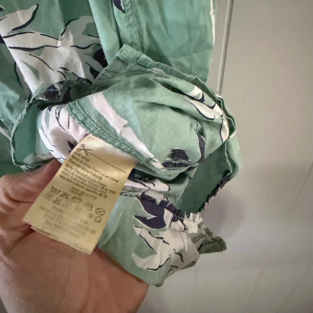 Scotch & Soda Button Down Shirt Mens XXL Green Palm Tree Print Short‎ Sleeve